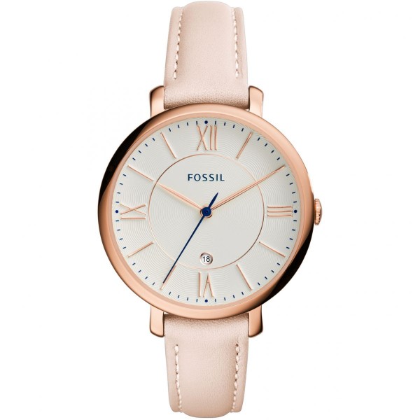 Fossil ES3988 Jacqueline White Dial Rosegold Blush Leather Strap Watch